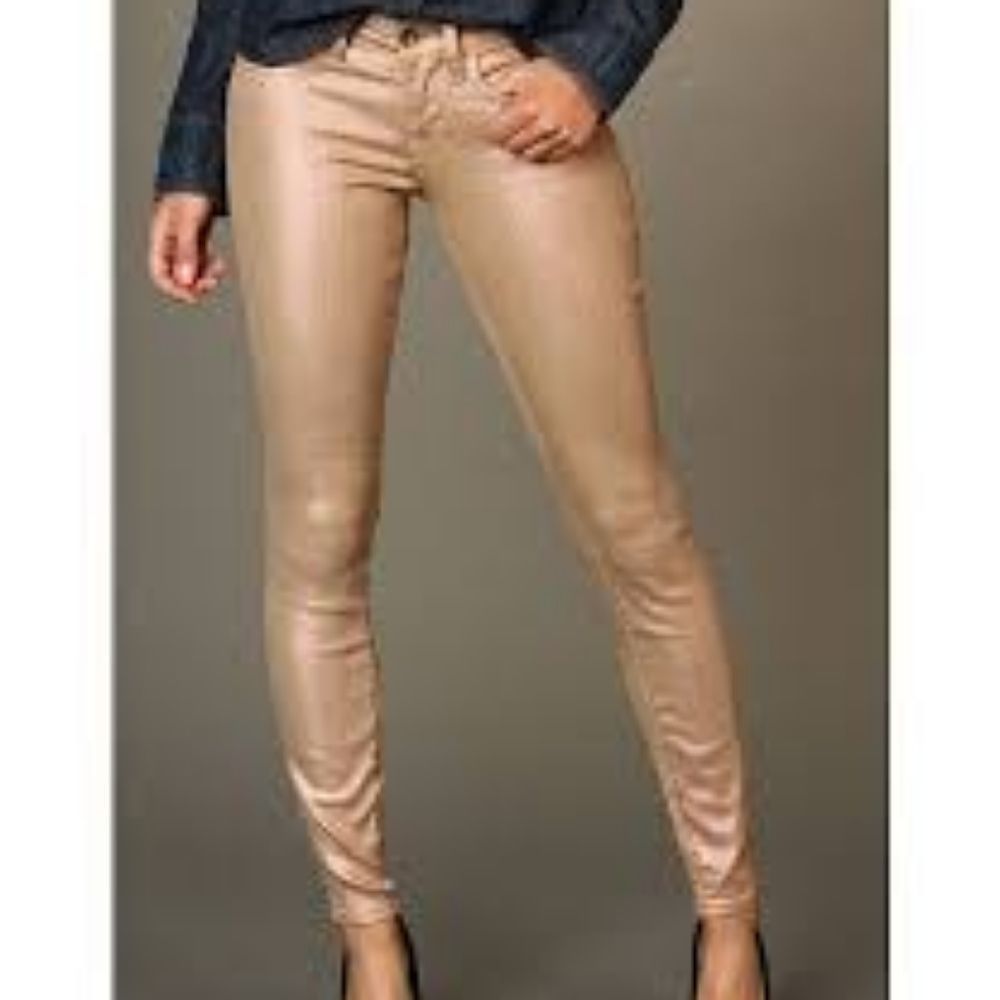 Lucky Brand Stretch Rosegold Metallic Charlie Skinny Jeans